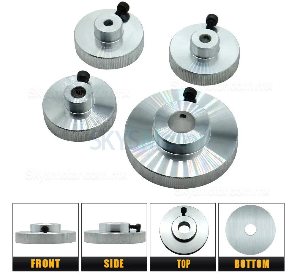 Volante de motor paso a paso de aleaci&oacute;n de aluminio de 5 mm/6,35 mm/8 mm/14 mm para motor paso a paso Nema 17/23/34